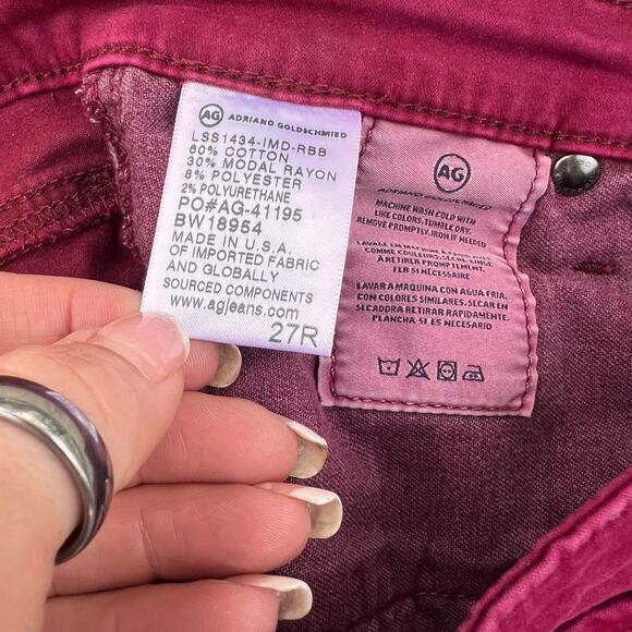 Adriano Goldschmied cranberry The Prima cigarette leg pants 27R - Picture 5 of 6